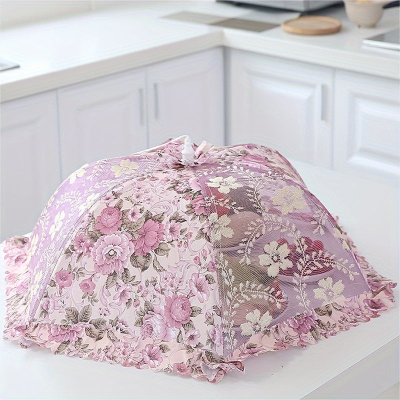 Foldable Floral Food Cover with Large Capacity, Rectangular and Round Mesh Dust Fly Protection
