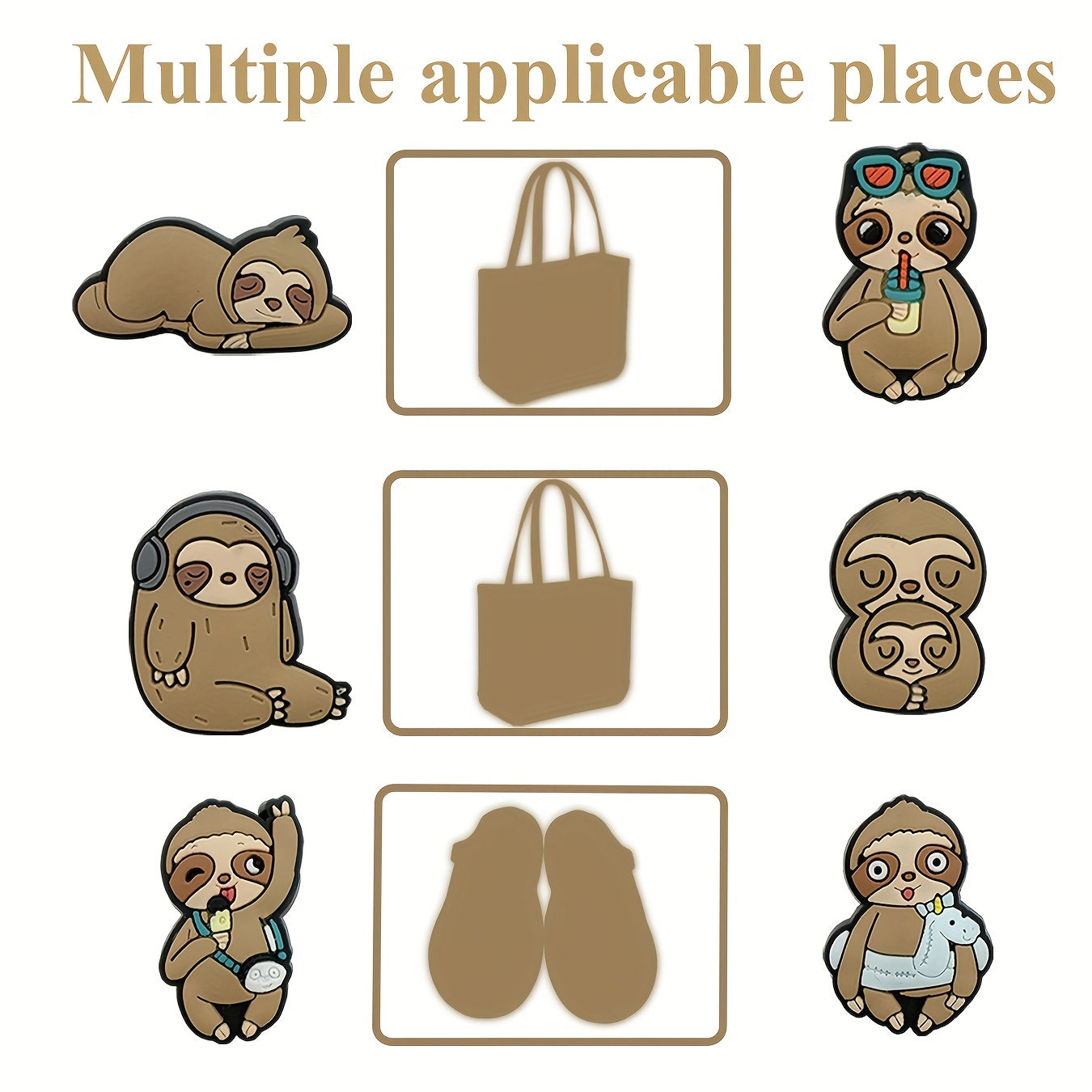 Unisex PVC Shoe Charms Set with Sloth Animal Decorations for Shoes and Bracelets