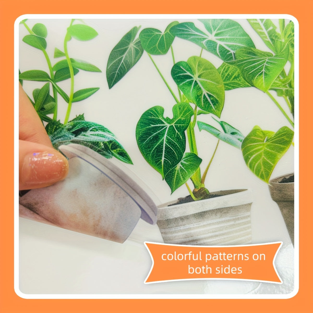 Plant Themed Static Cling Window Decal 15x40cm Reusable PVC Decor