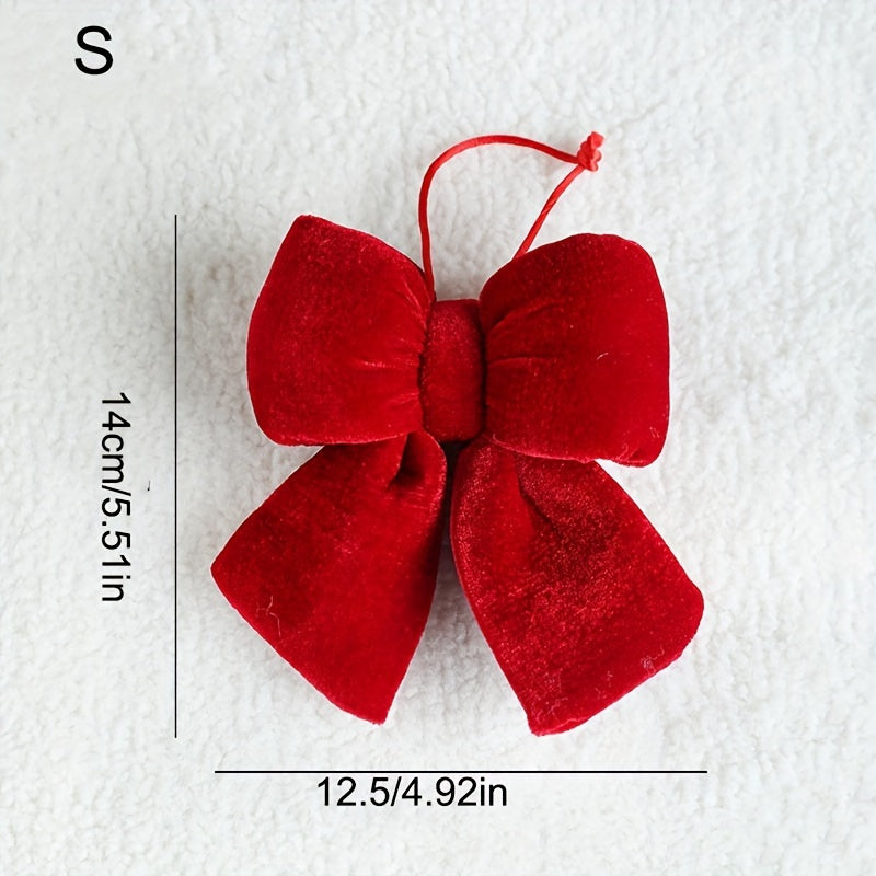 Red Velvet Bow Ornament for Holiday Decoration Christmas Thanksgiving New Year Valentine