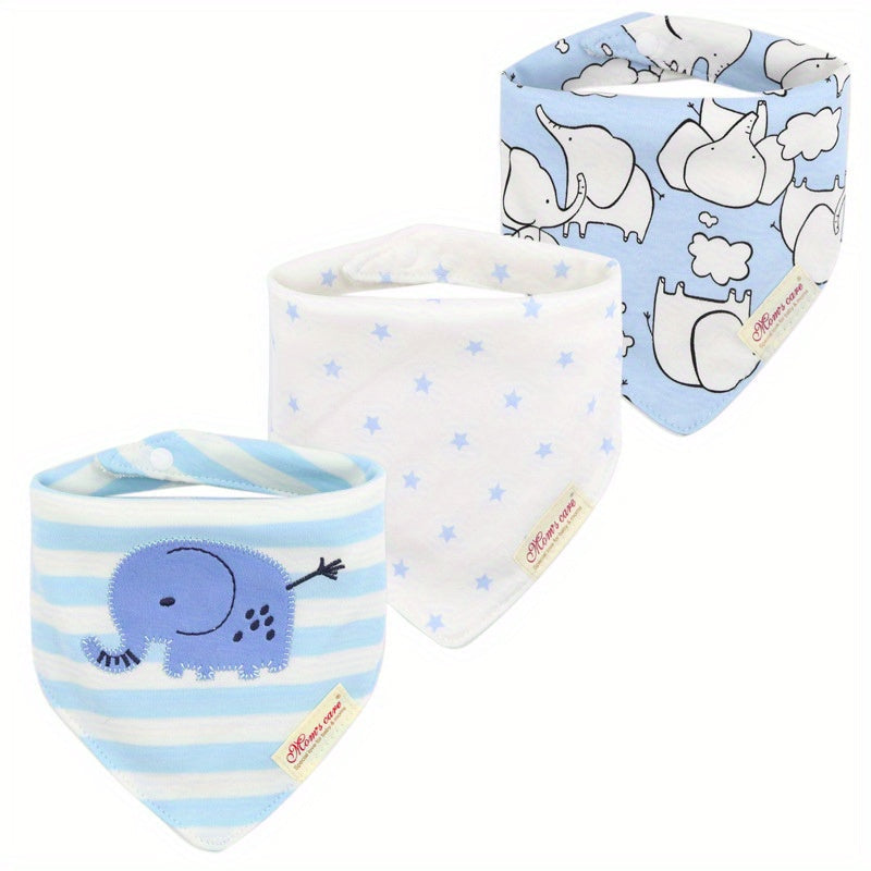 Baby Bibs and Saliva Towels Set for Toddlers with Adjustable Neck Bib and Cartoon Embroidery