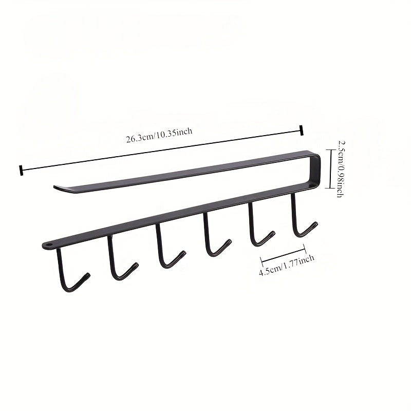 Multifunctional Kitchen Hook Rack for Cabinet Cup and Pot Storage Nail-Free Shelf