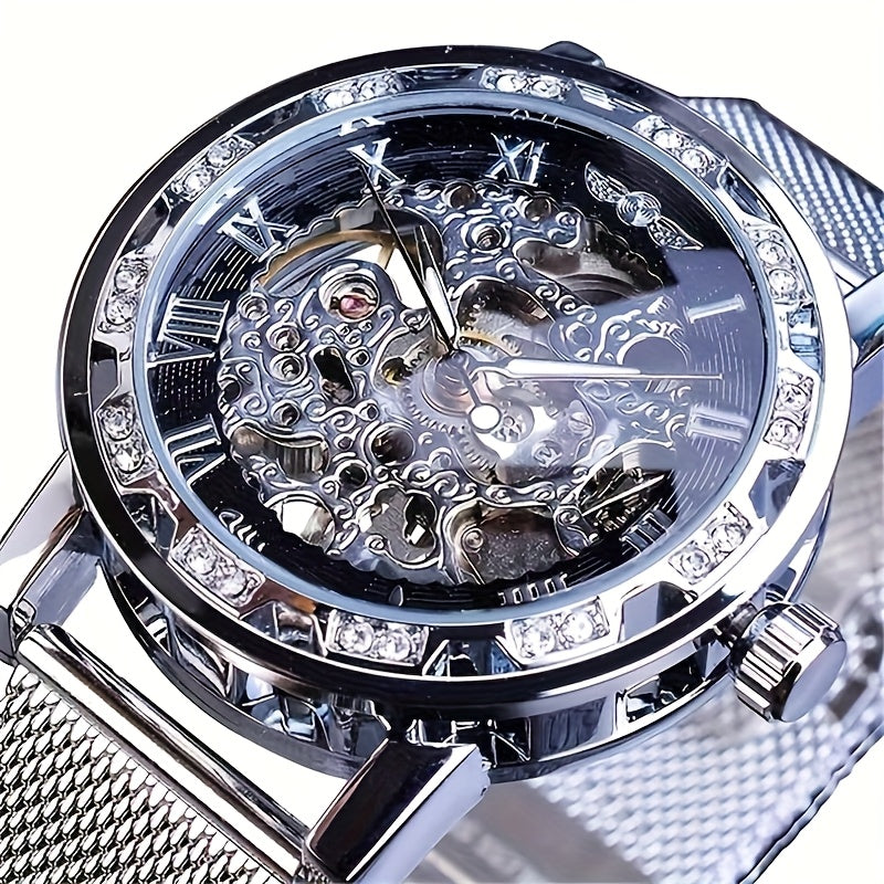 Men's Mechanical Watch Hollow Design Stainless Steel Alloy Casual Luxury Fashion Watch
