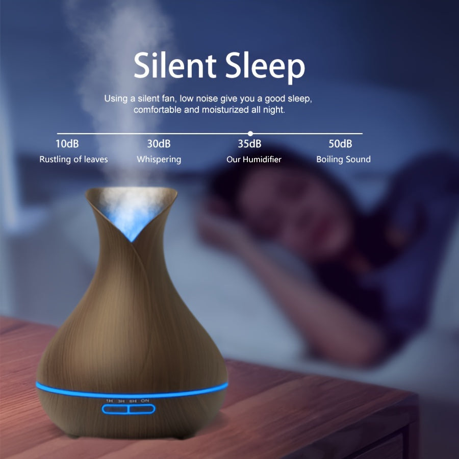 Ultrasonic Humidifier with Aromatherapy 550ml Water Tank LED Light Timer Quiet Cool Mist