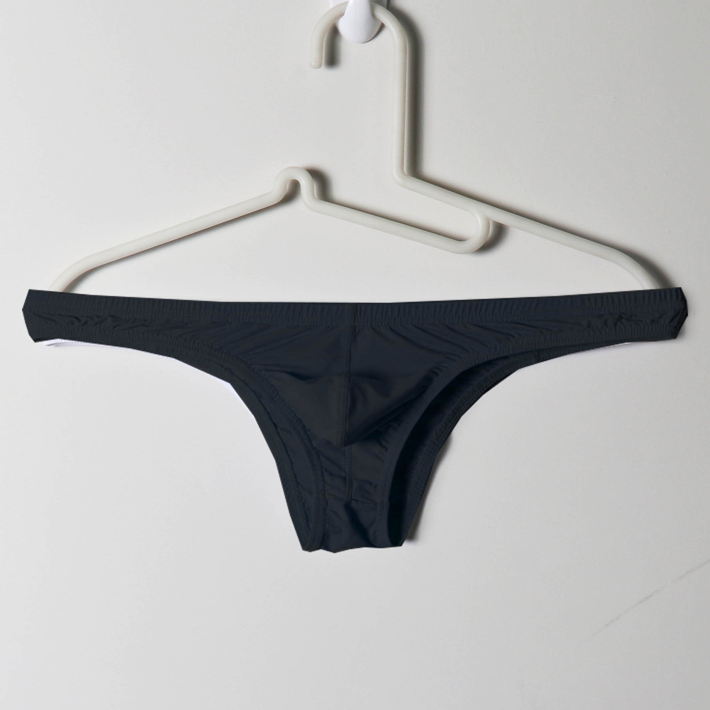 Men's Low-Rise Breathable Triangle Underwear Solid Color Semi-Sheer U-Shaped Pouch