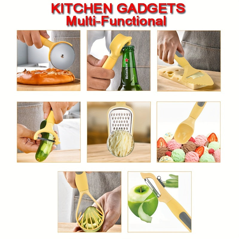 Kitchen Utensil Set with Holder 8-Piece Non-Stick Peeler Pizza Cutter Grater