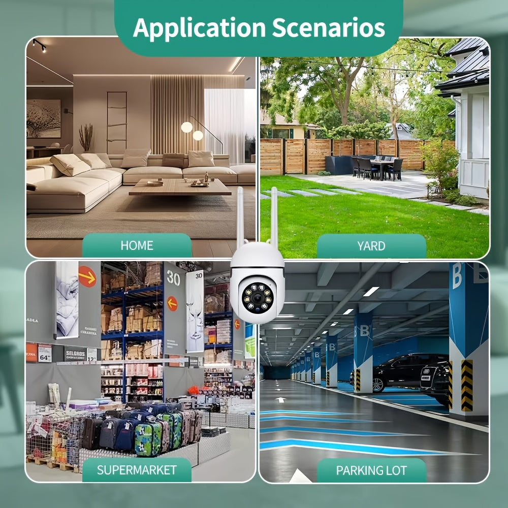 1080P HD Wireless Security Camera Set with Color Night Vision Spotlight Siren and Two-Way Audio