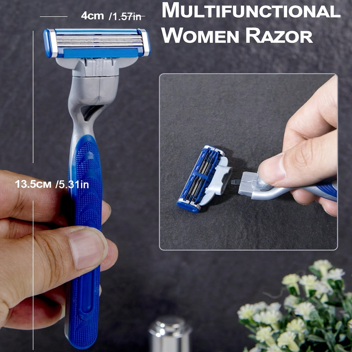 Men's Safety Razor Set with Stainless Steel Handle and 3-Layer Blades for Beard and Mustache Grooming