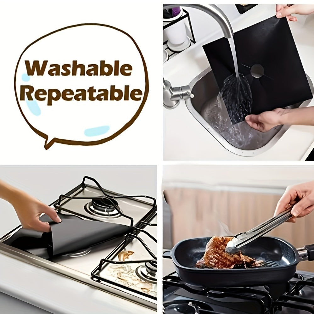 Set of 4 Reusable Stove Burner Covers for Kitchen Cleaning Protects Surface