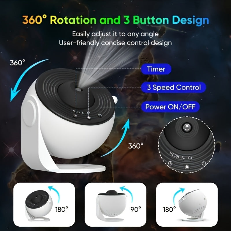 Galaxy Projector with 360° Rotation Star-Shaped Nebula Ceiling Light for Bedroom Romantic Gift