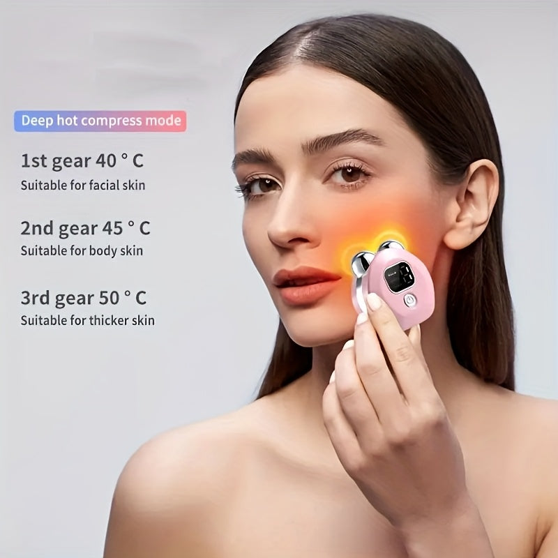 Portable Facial and Neck Massager with 3 Heating Vibration Modes USB Rechargeable Skincare Relaxation