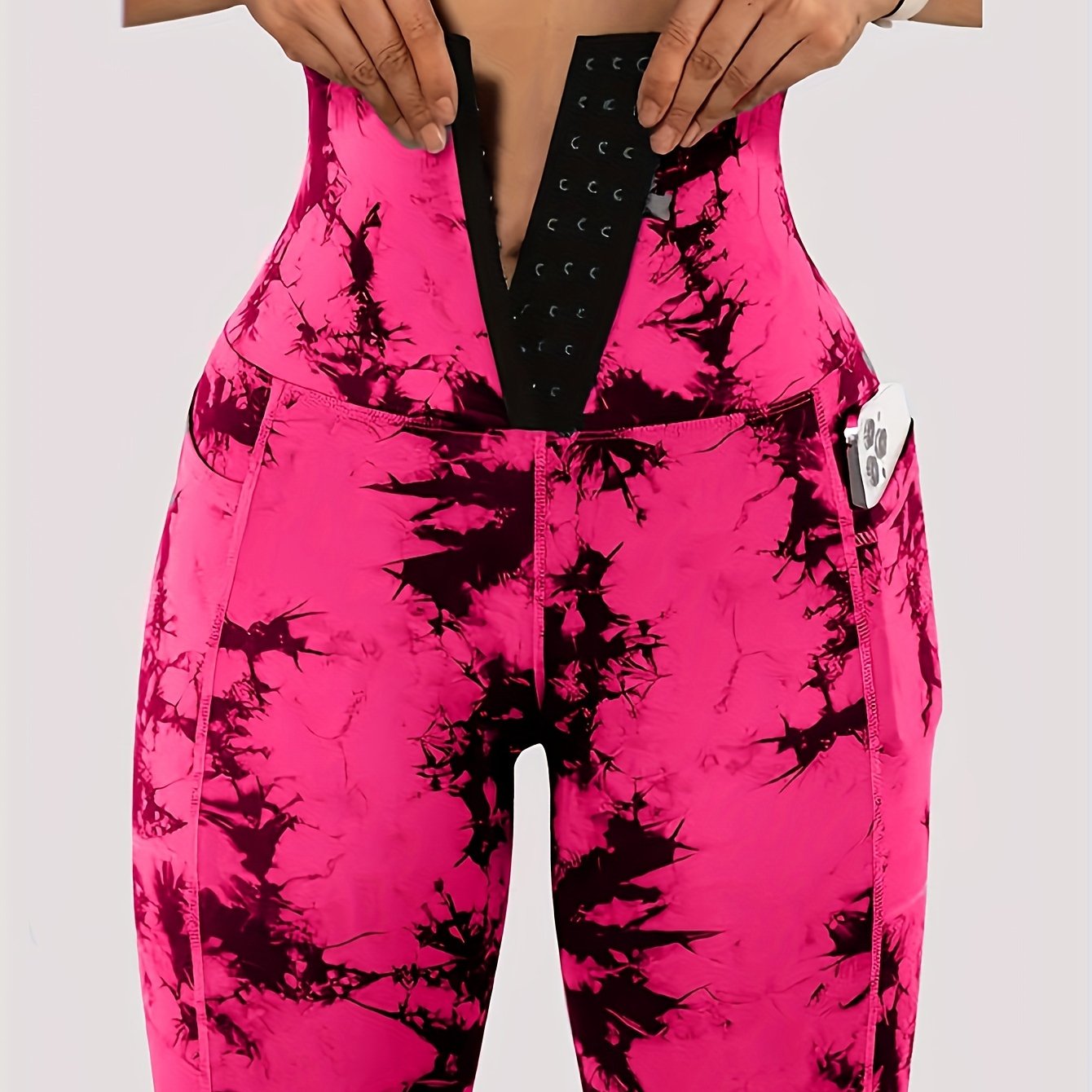 Women's High-Waisted Tummy Control Leggings with Zipper Pockets All-Season Stretchy Polyester for Yoga and Workout