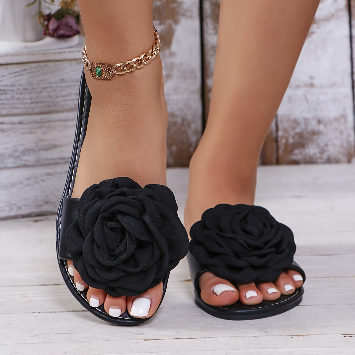 Women's Flower Sandals Slides Casual Outdoor Indoor Slippers