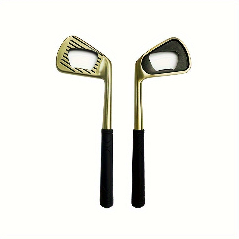 Golf Club-Shaped Zinc Alloy Bottle Opener with Gold Finish