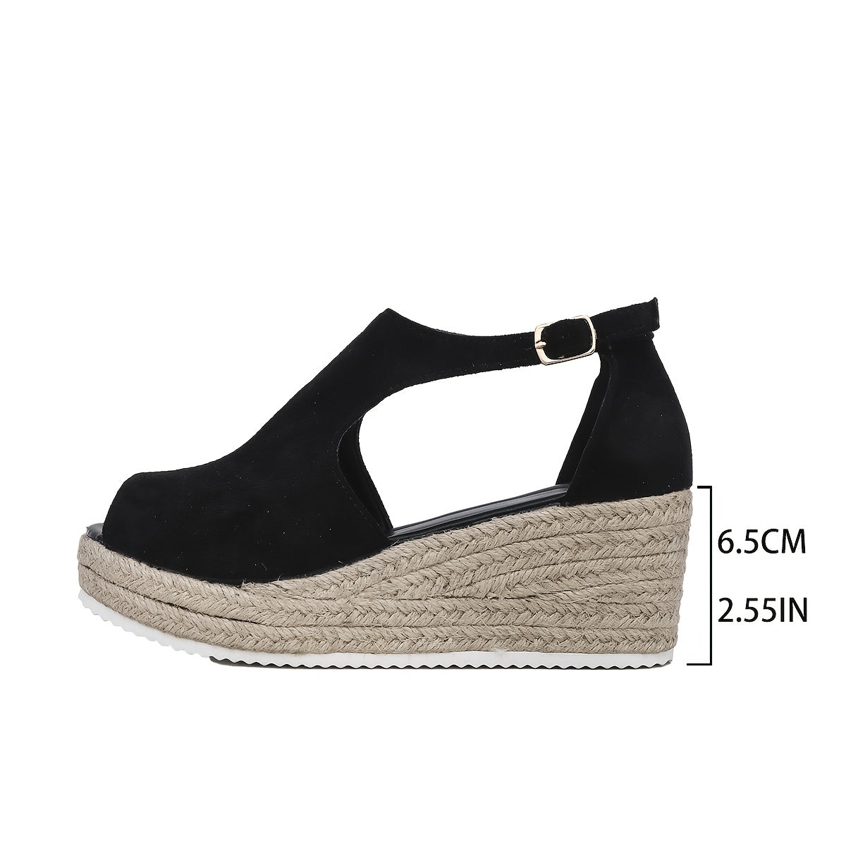 Черные летние сандалии для женщин с открытым носком, платформой, каблуком, пряжкой, повседневные, стильные
