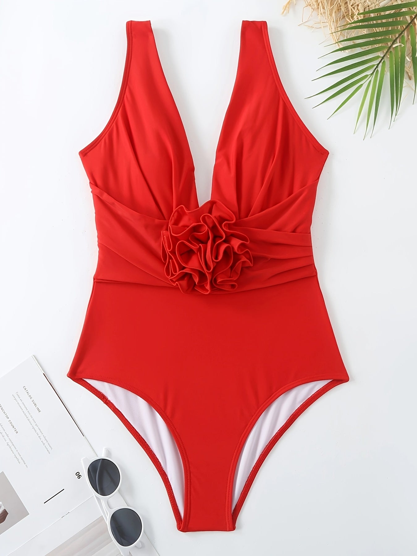 Women's Retro-Inspired Swimsuit Set with Removable Padding and Floral Cover-Up