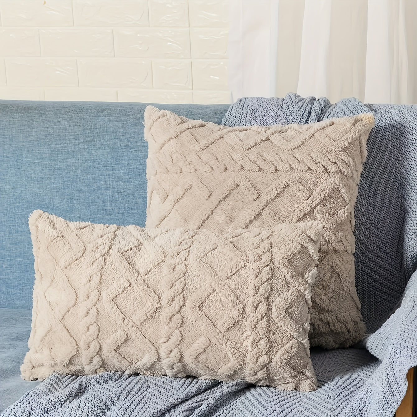 Velvet Diamond Grid Camel Pillowcase 1 Piece