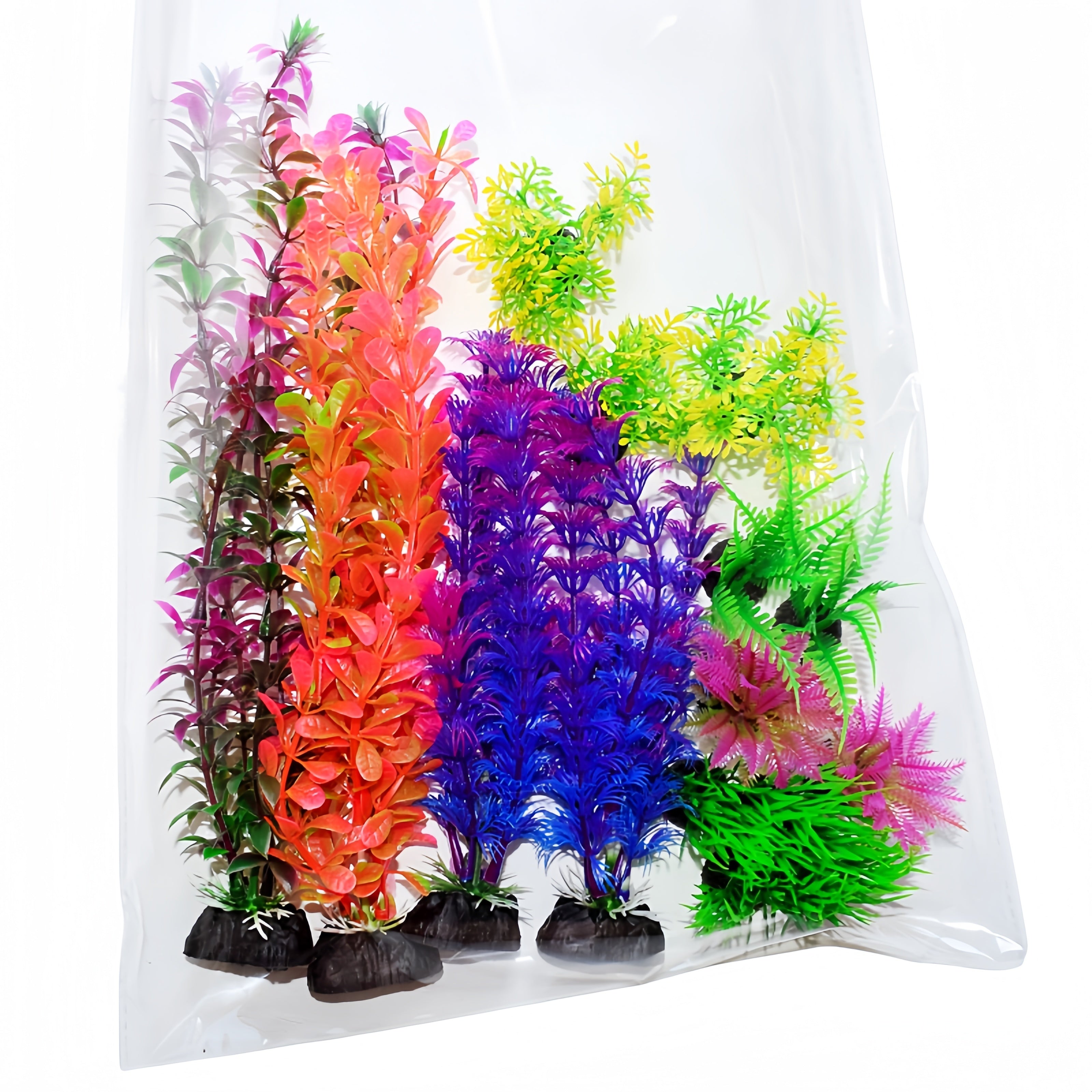15-Piece Artificial Aquarium Plants Set Non-Toxic PE for Fish Tanks and Aquariums