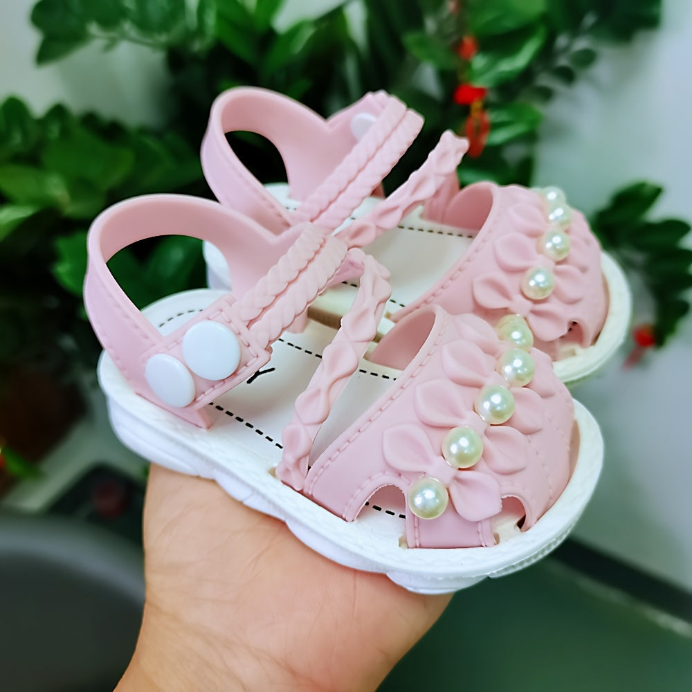 Girls' PVC Cartoon Sandals with Buckle Closure Non-Slip Sole Breathable Summer Shoes for Toddlers and Girls