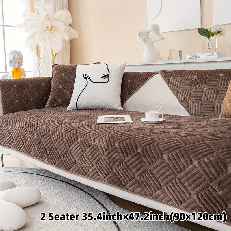 Velvet Sofa Cover Non-Slip Soft Cozy Machine Washable for Home Decor
