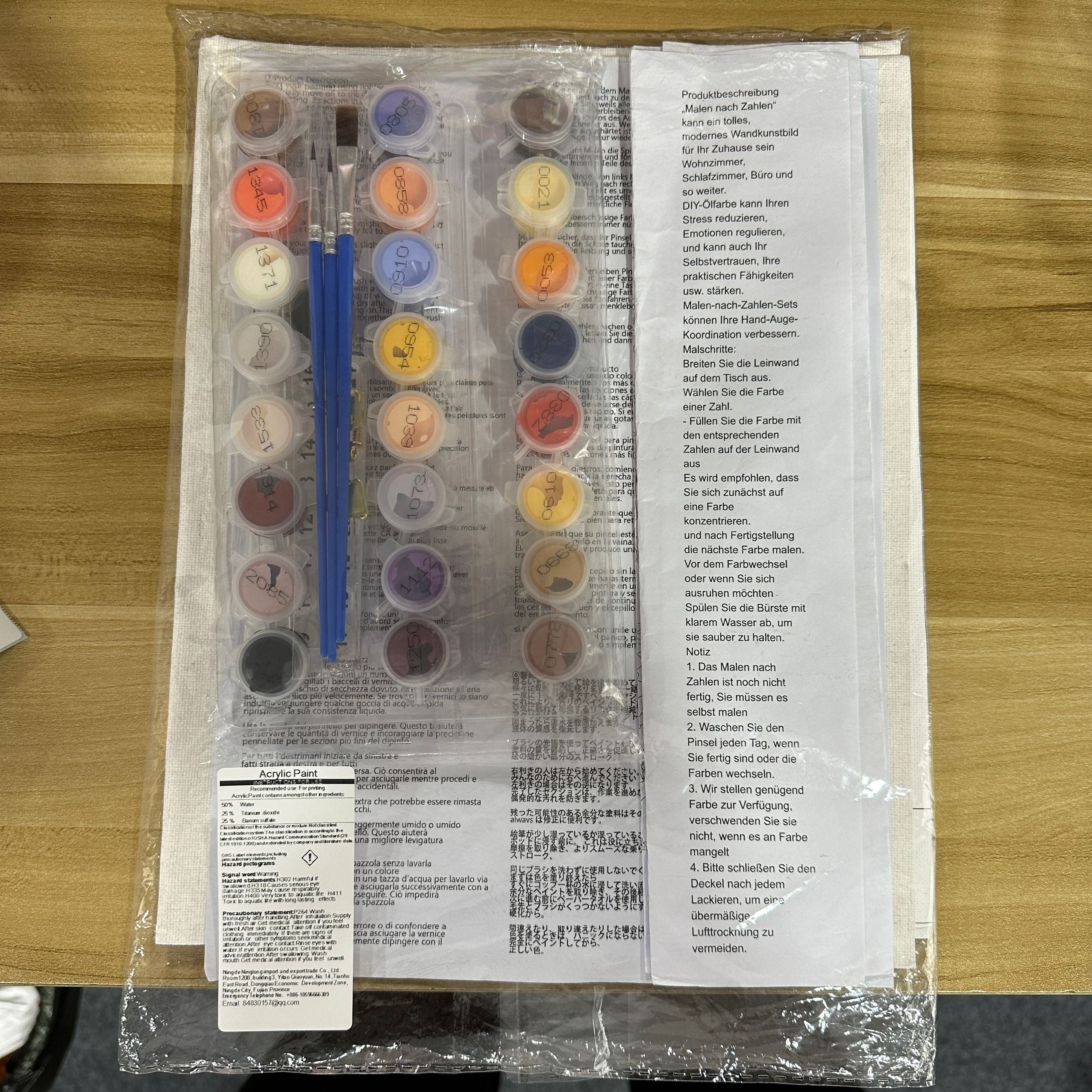 Hand-Painted Paint by Numbers Kit with Peony Design 40x50cm Frameless Canvas for Adults