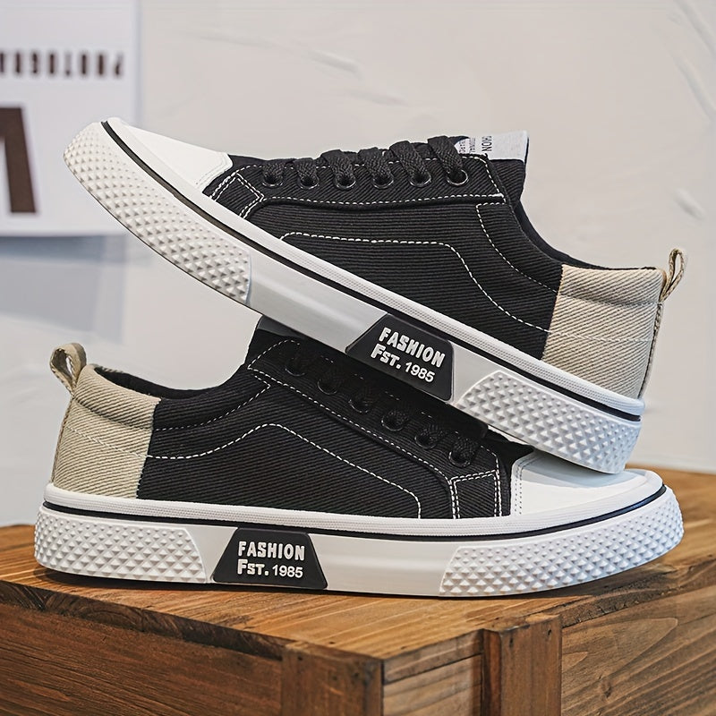 Zapatos de skate de lona ligeros para hombre, zapatillas casuales de cordones de caña baja para todas las estaciones