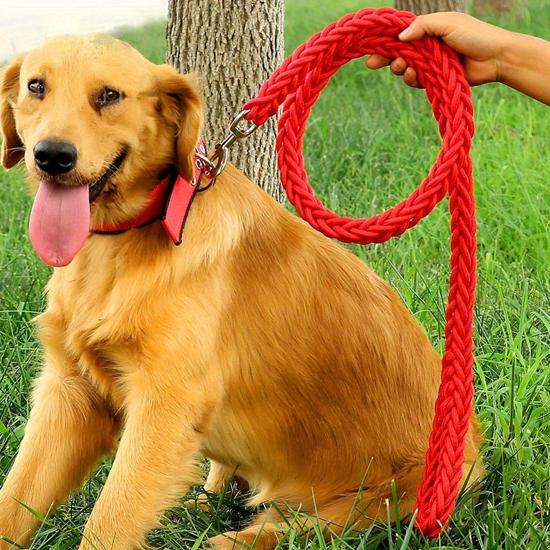 Heavy Duty Dog Collar and Leash Set with Braided Training Rope for Large Dogs