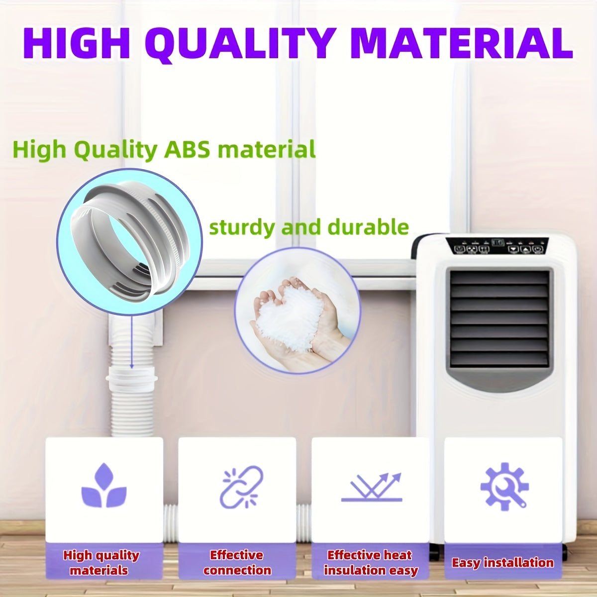 Portable AC Exhaust Hose Connector 12.95cm 14.99cm ABS Plastic Durable Heat Insulation