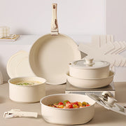 15-Piece Stackable Non-Stick Cookware Set with Removable Handles for Induction