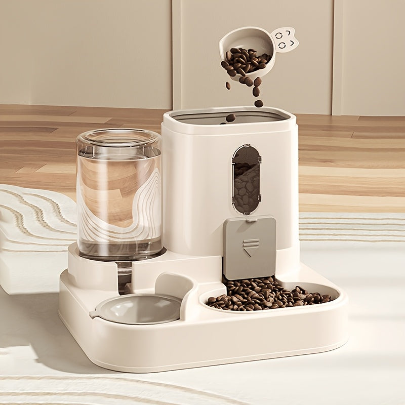 Automatic Cat Feeder and Water Dispenser Non-Electric Plastic Food and Water Station