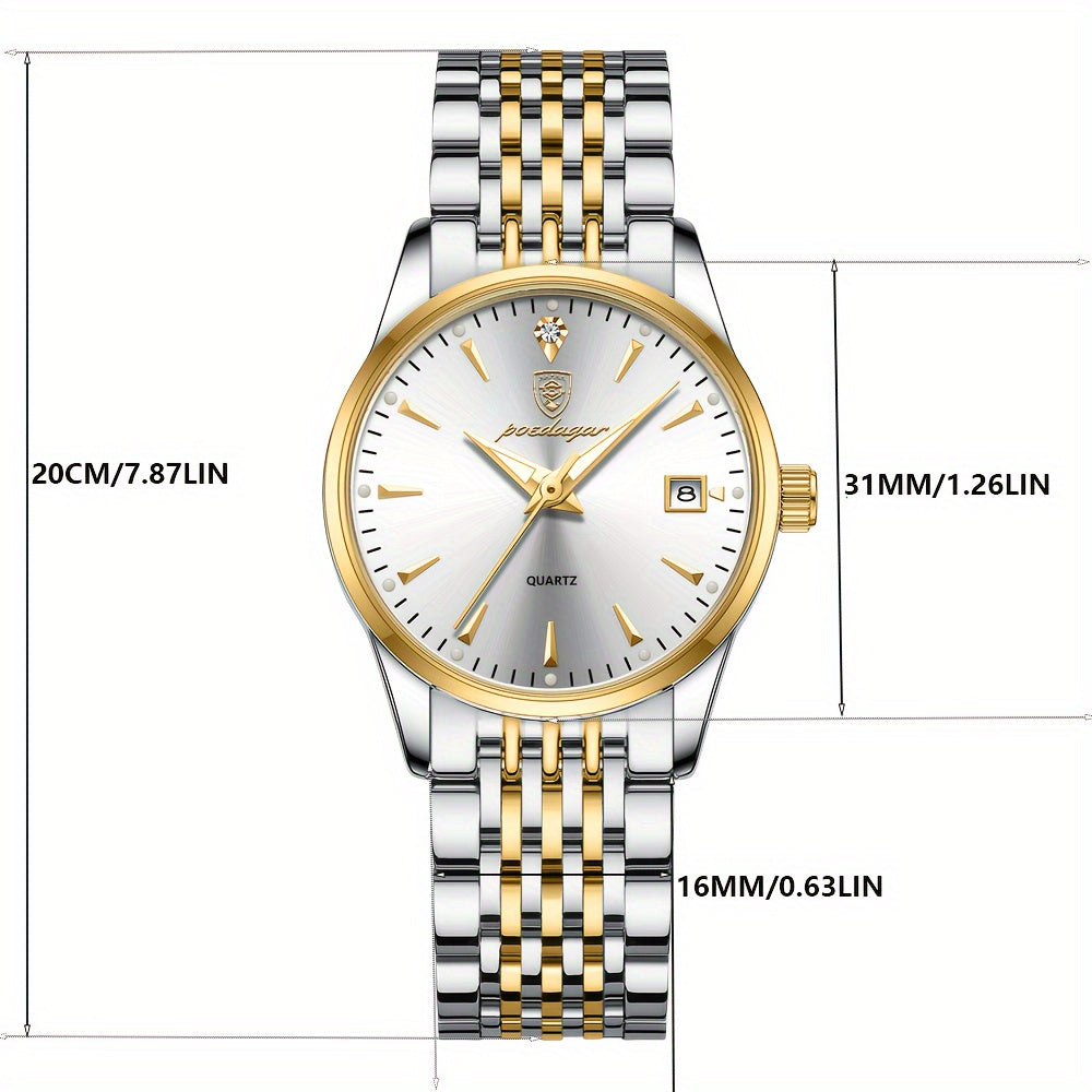 Women's Quartz Watch with Luminous Display Stainless Steel Calendar Date Analog