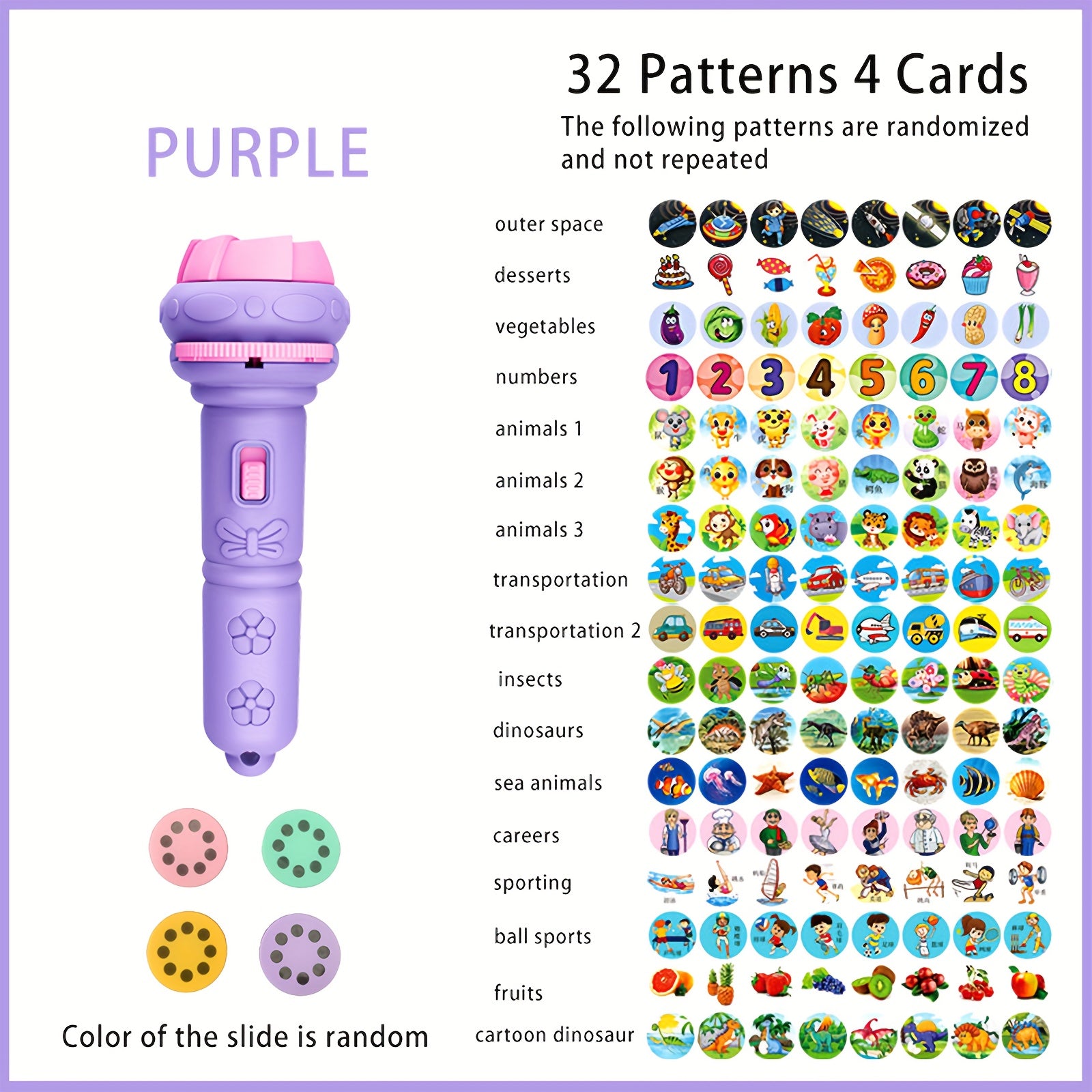 Educational Toy for Ages 3 Plus Winter Fun Projection Flashlight Puzzle Cards with Animal Dinosaur Vehicle and Space Themes