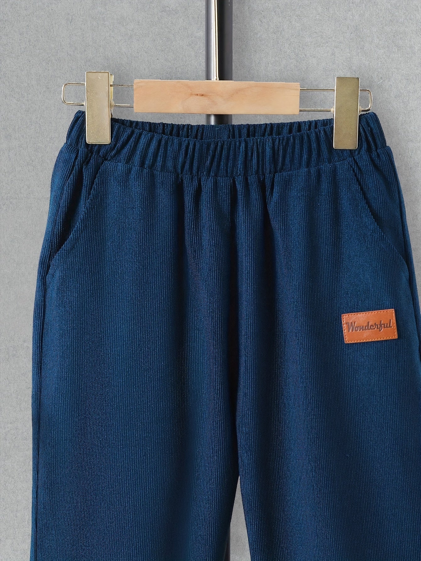 Boys' Denim Outfit Set with Long Sleeve Jacket and Elastic Waist Pants for Spring Fall