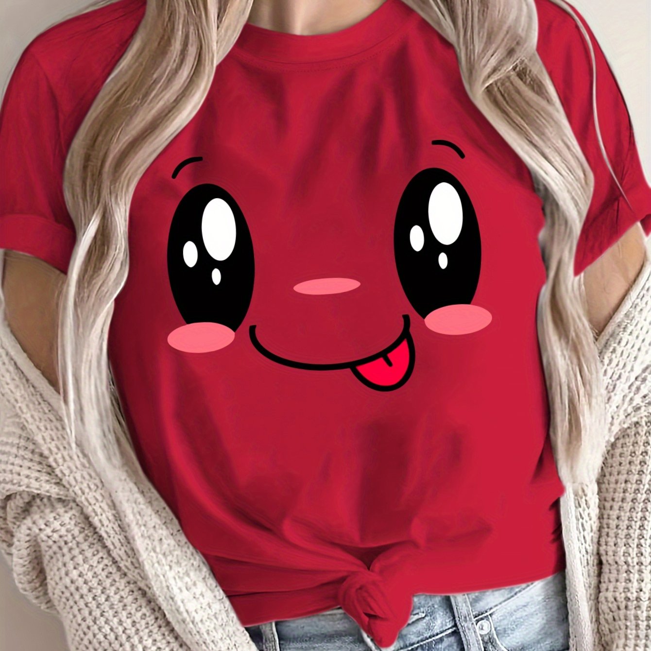 Women's Plus Size Loose Fit T-Shirt with Short Sleeves and Breathable Fabric