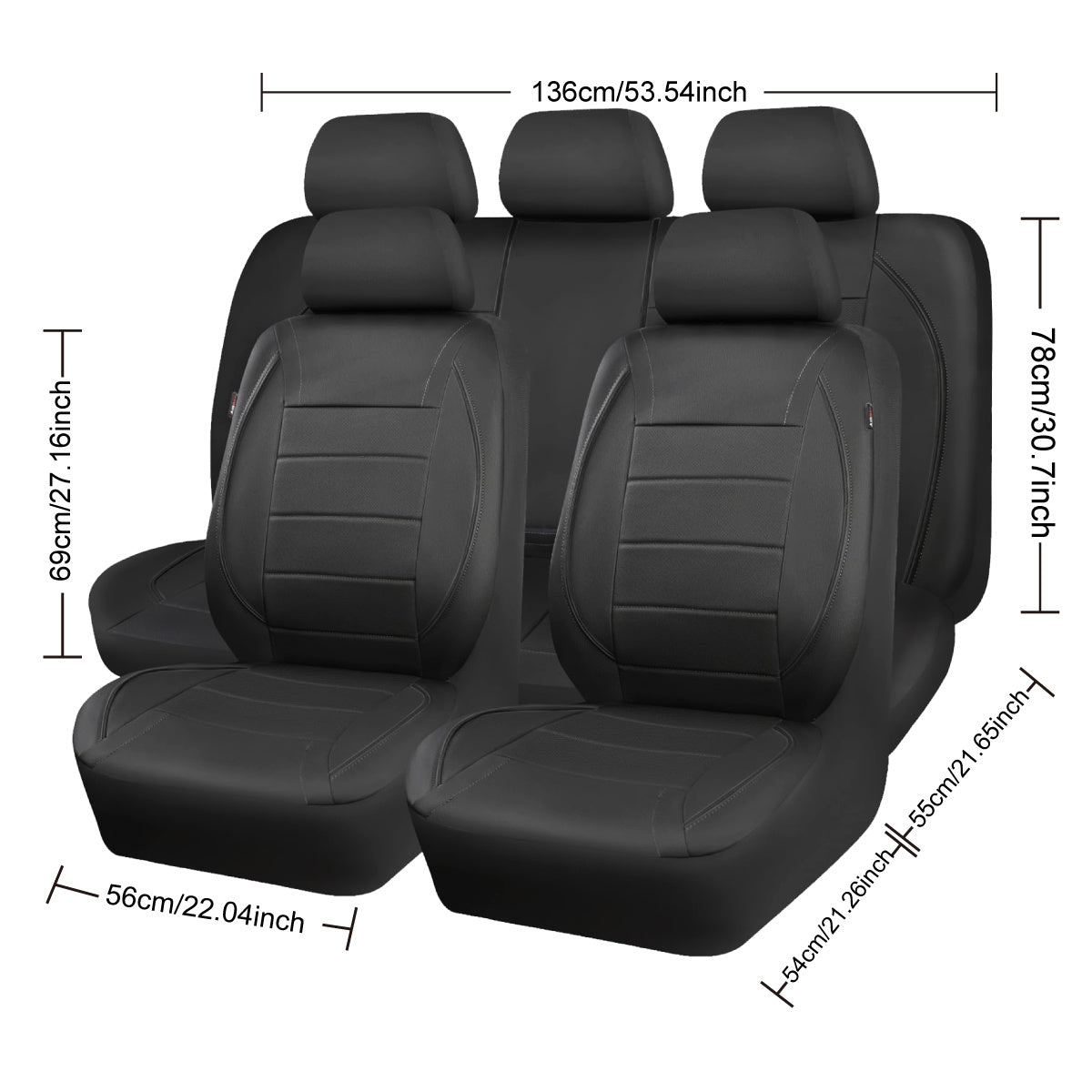 Full Coverage Faux Leather Car Seat Cover for Front Seats All-Season Protection