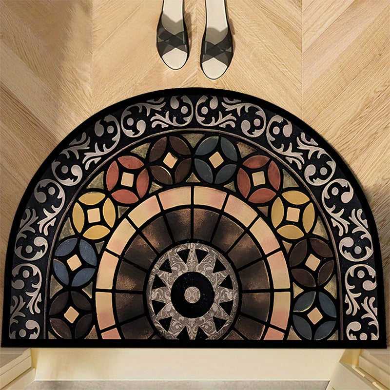 Zarif Vintage Yarmida Kirish Gilami - Luxurious Crystal Velvet, Anti-Skid Orqa Qismi, Zamonaviy Dizayn, Yashash Xonasi, Yotoqxona va Kirish Joyi Uchun