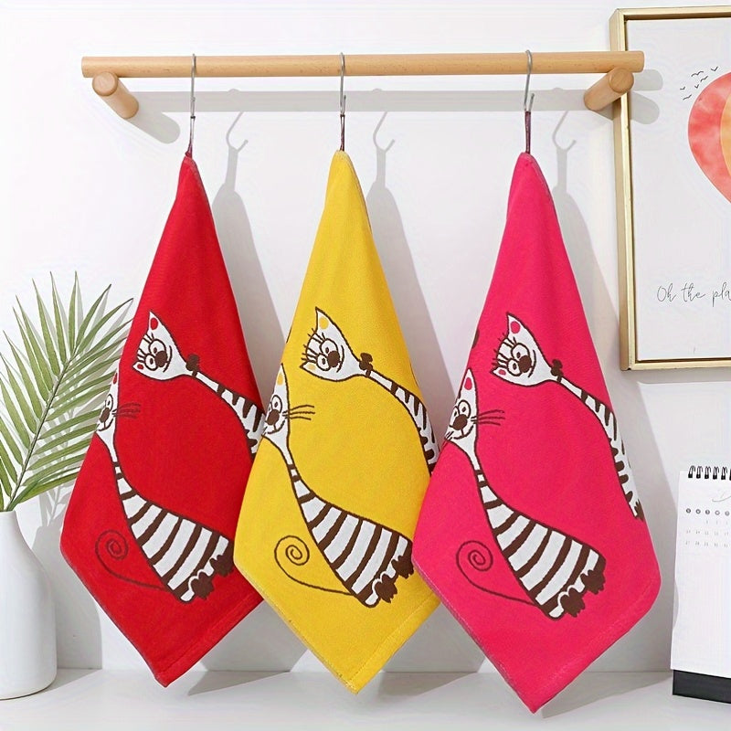 Zamonaviy juftlik mushuk gazli kvadrat sochiqlar 3 ta to'plamda, 100% paxta, yumshoq va singdiruvchi, oshxona va hammom uchun juda yaxshi, 5gsm - Ajoyib Rojdestvo sovg'asi.