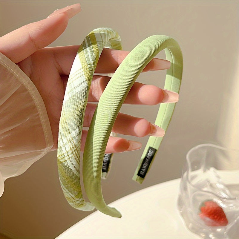 Girls French-Inspired Plaid Headbands Set of Two Fabric Preppy Hair Accessories