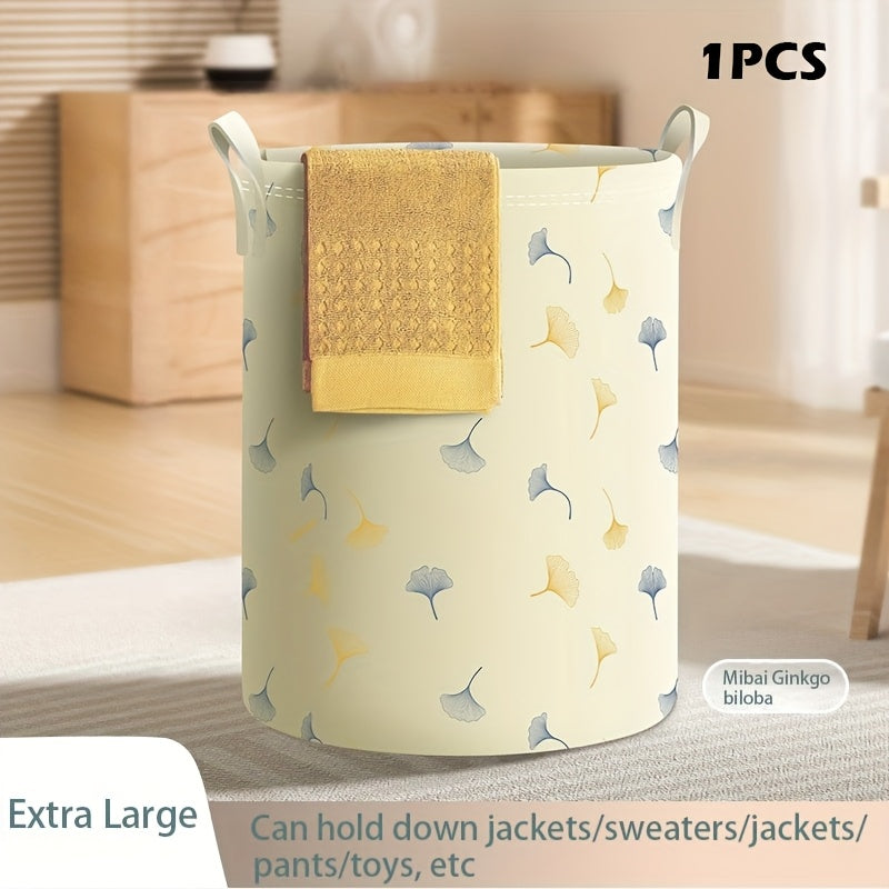 Waterproof Laundry Hamper with Handles Blue Fabric Storage Basket for Home Bathroom Dorm