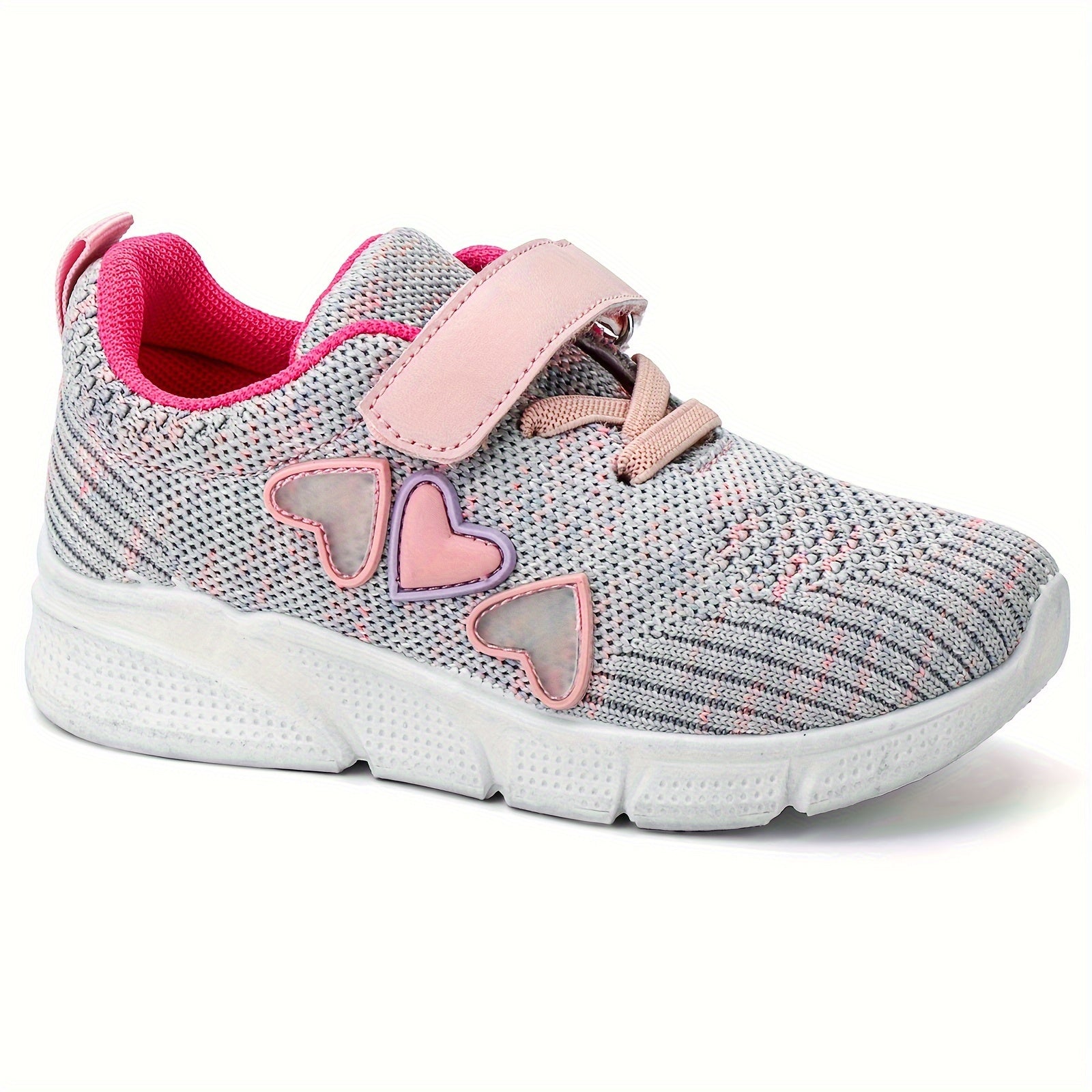 Kids' Pink Heart Athletic Sneakers for Girls and Boys Breathable Lightweight Non-Slip Rubber Sole