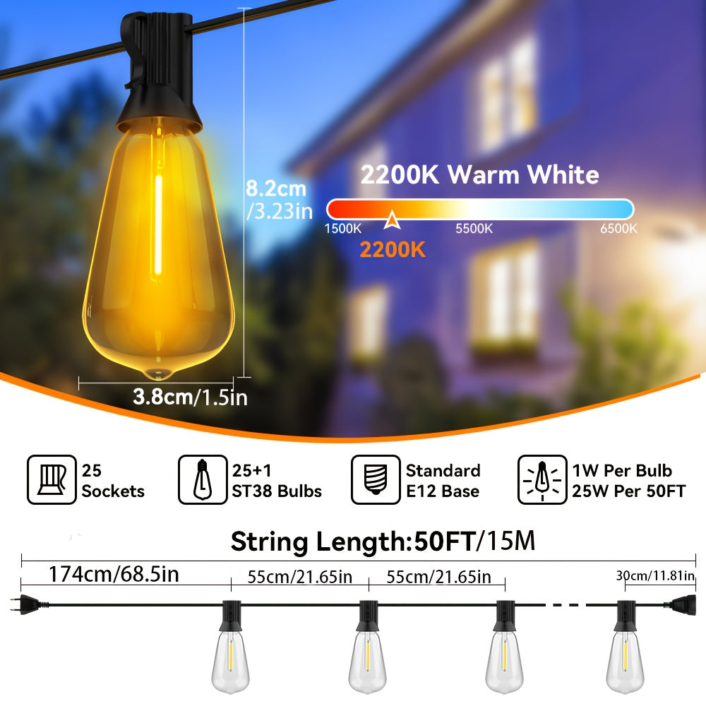 Shatterproof LED String Lights 9.75m 15.24m Warm Glow Outdoor Decor European Plug