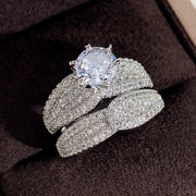 2 ta 925 kumush qoplamali kelin to'y zirkoniy halqalar to'plami - Nikoh, takliflar va sovg'alar uchun mukammal