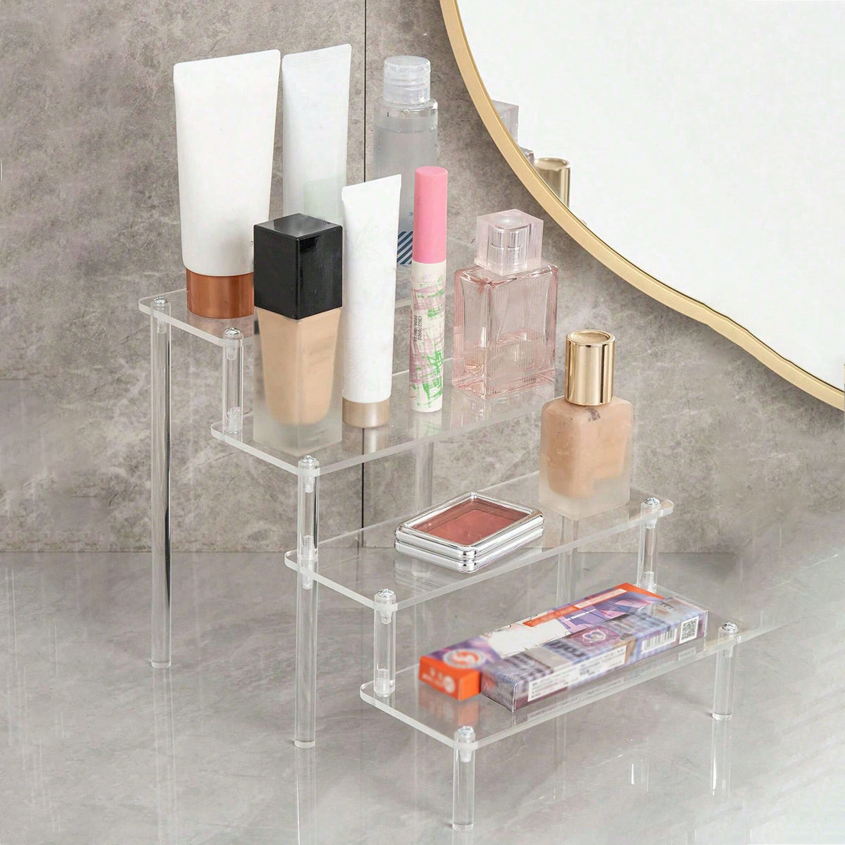 Clear Acrylic 4-Tier Storage Organizer Shelf for Kitchen, Office, and Crafts