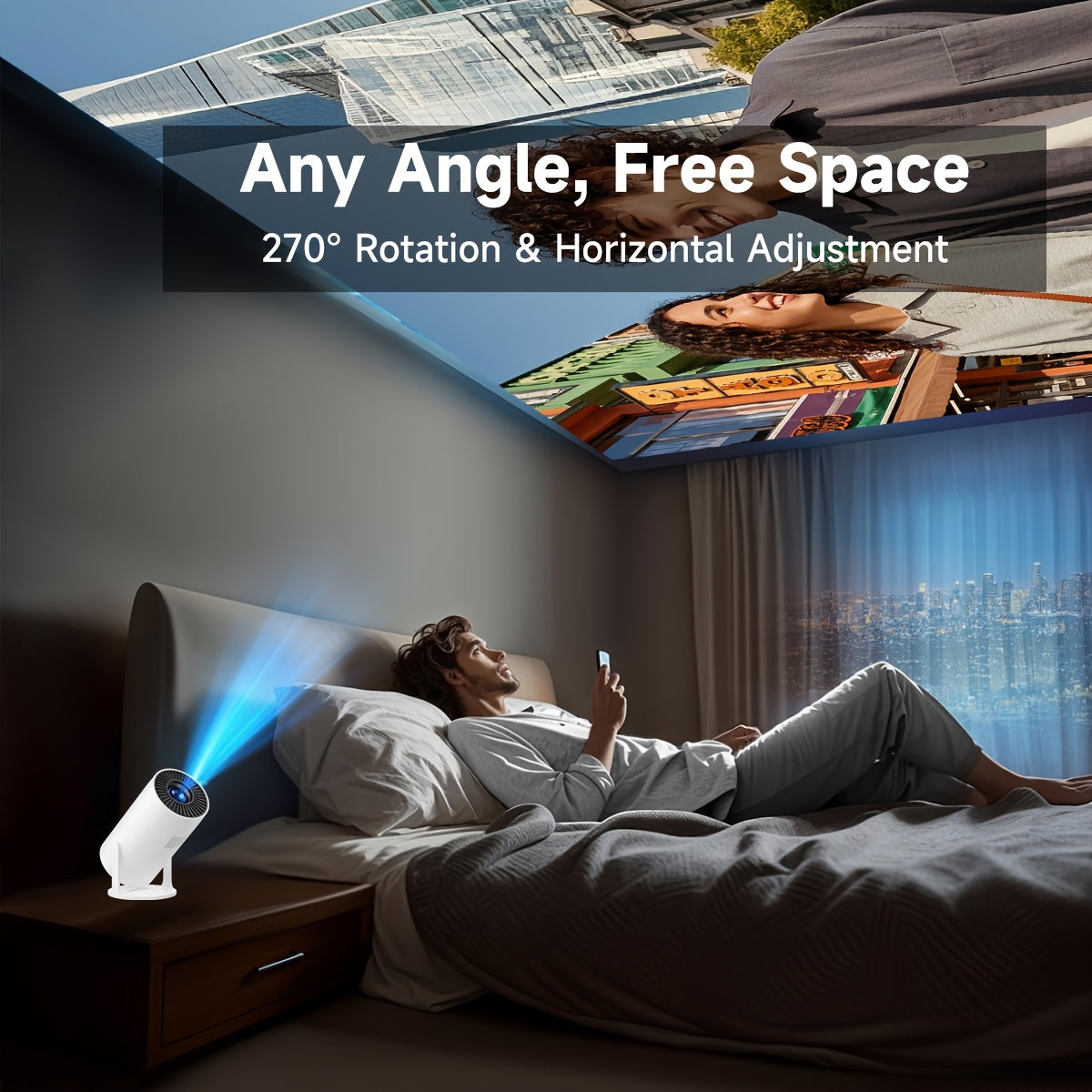 Portable 1080P Projector with Wireless Bluetooth Android Support High Brightness