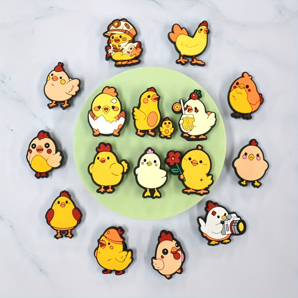 Kids Plastic Chicken Shoe Charms, 23Pcs, Holiday Drink Flower Decorations