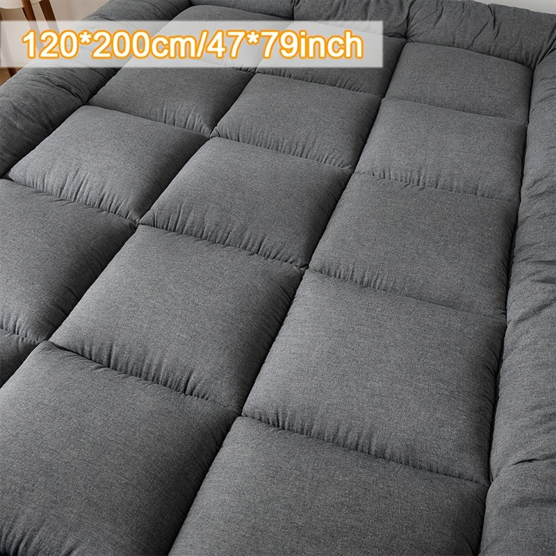 Full Size Japanese Floor Mattress with Thick Fluffy Padding Blue Foldable Tatami Cushion for Camping Dormitory Guest