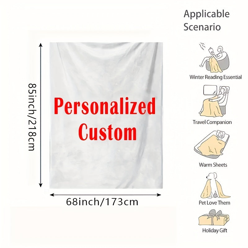 Одеяло из фланели на заказ с вашим собственным фото и текстом - реверсивный микрофибровый плед для всех сезонов, легко чистится, персонализированная цифровая печать для Рождества, Хэллоуина, дней рождения и свадеб - включает 1 одеяло