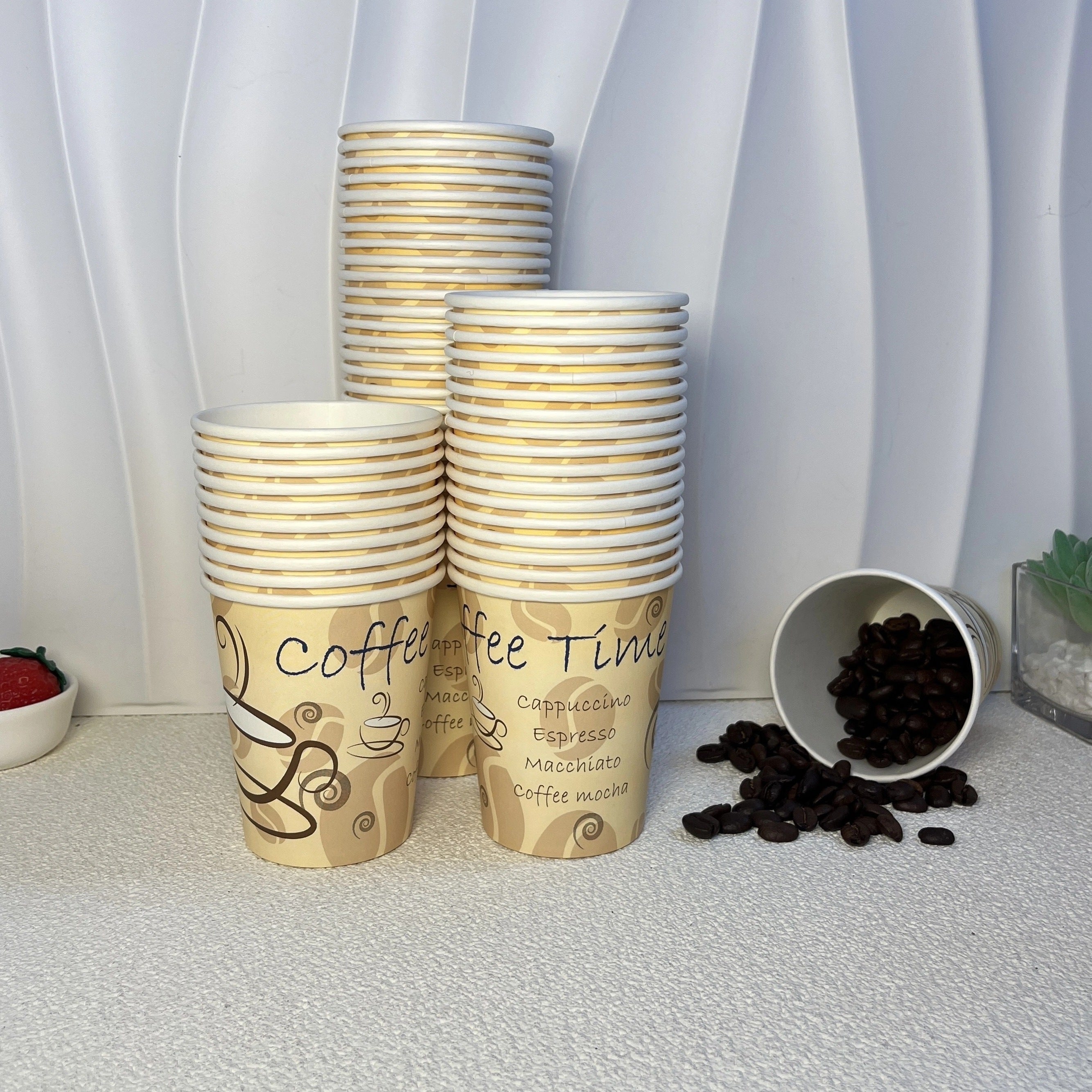 50-100 Disposable 8oz Paper Cups Hot Drink Food-Grade for Coffee Juice Water