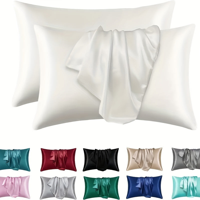 Satin Pillowcase 100% Polyester Solid Color Breathable Cooling Envelope Closure