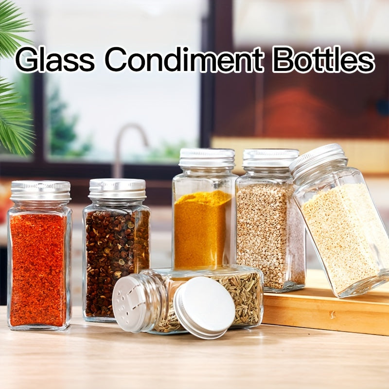24-Piece Glass Spice Jar Set with Aluminum Lids, Labels, Funnel, and Brush